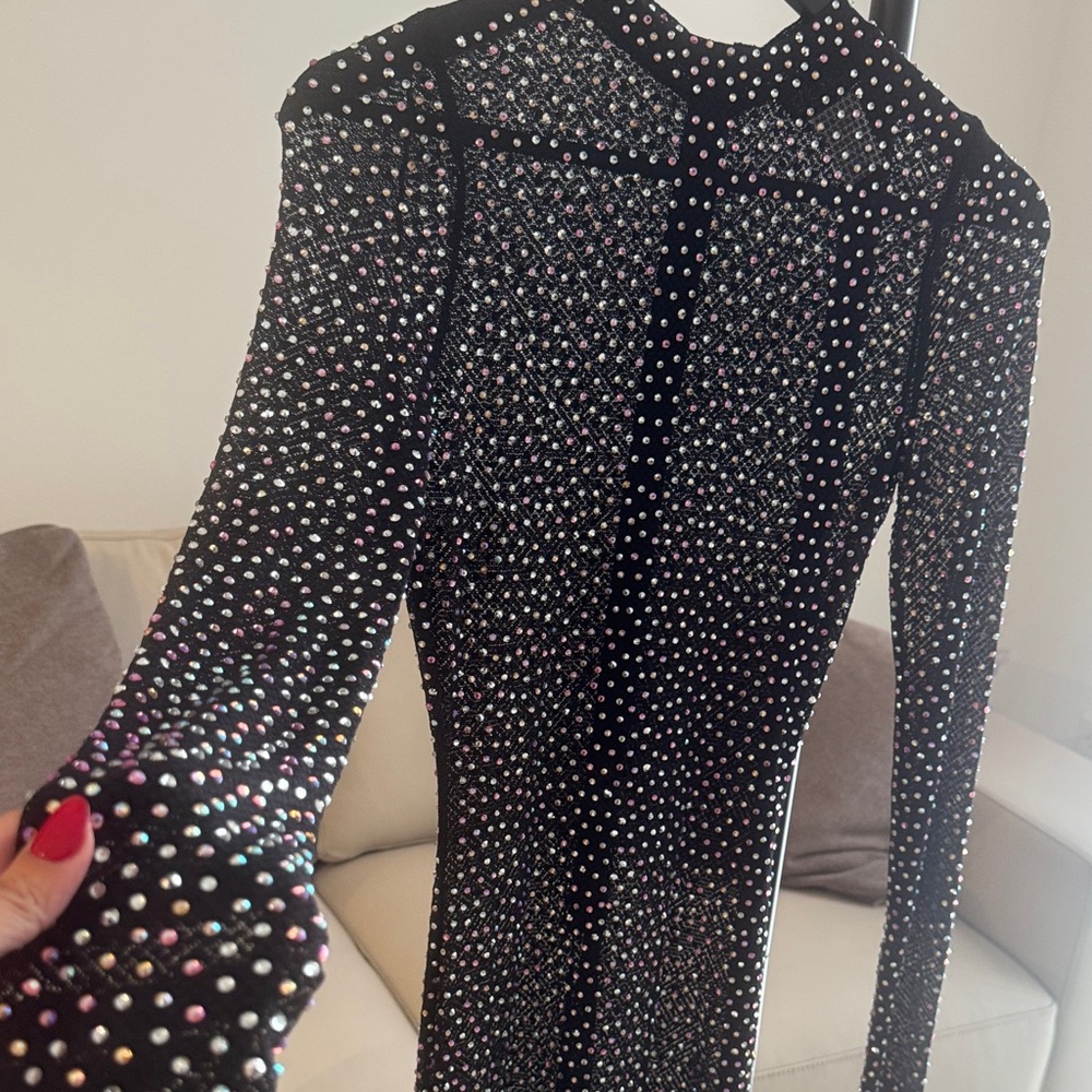 Hot Miami Styles Black Sheer Rhinestone Jumpsuit - Picture 3 of 3